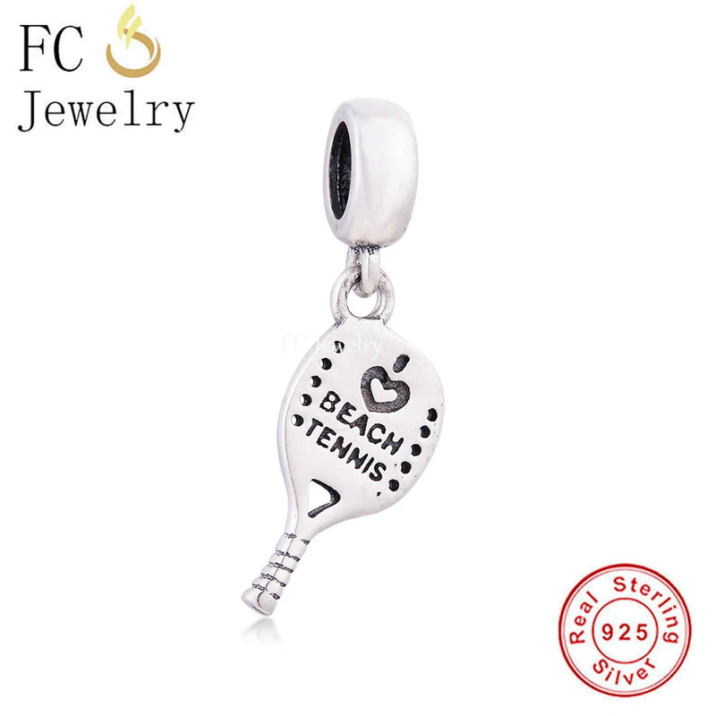 FC Jewelry Fit Original Brand Charm Bracelet 925 Sterling Silver Love Beach Tennis Racket Bead For Making Women Berloque 2022