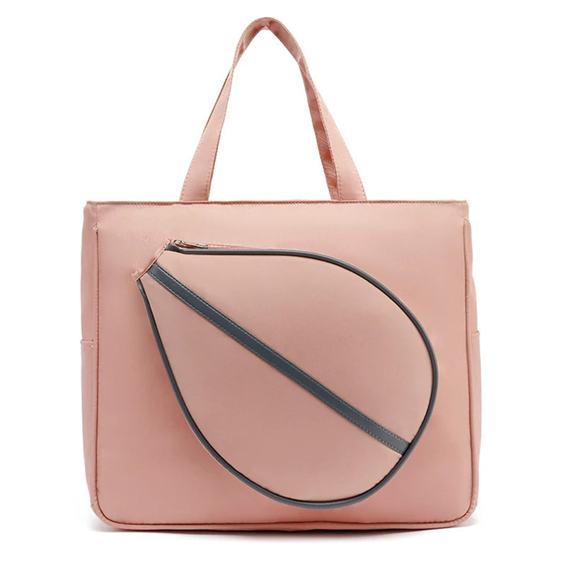 Pink/White Color Tennis Badminton Racquet Shoulder Bag For Women Large Sport Waterproof Tote Handbag For Tennis Racket Gym Bag