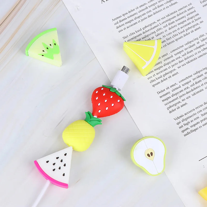 Cute Cartoon Phone USB Cable Protector For Apple iphone Cable Chompers Cord Fruit Bite Charger Wire Holder Organizer Protection