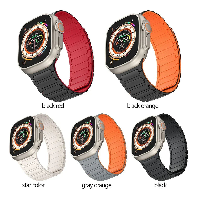 Magnetic Loop for Apple Watch Bands 44mm 40mm 49mm 45mm 41mm 38mm Silicone Bracelet iWatch Series 9 8 7 6 5 4 3 Se ultra 2 strap